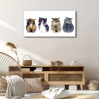 Tableau toile imprimée Portraits de chats à l'aquarelle