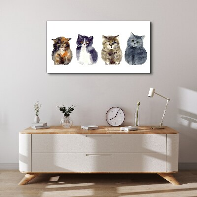 Tableau toile imprimée Portraits de chats à l'aquarelle