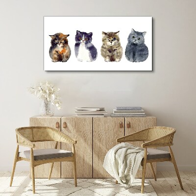 Tableau toile imprimée Portraits de chats à l'aquarelle