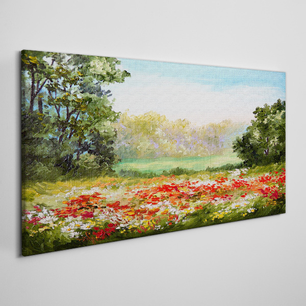Tableau imprimé sur toile Un paysage floral d'un matin d'été