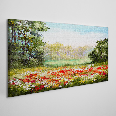 Tableau imprimé sur toile Un paysage floral d'un matin d'été