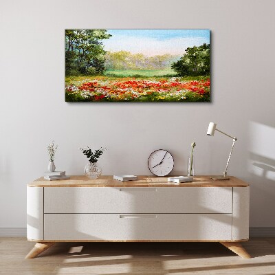 Tableau imprimé sur toile Un paysage floral d'un matin d'été