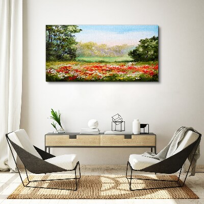 Tableau imprimé sur toile Un paysage floral d'un matin d'été