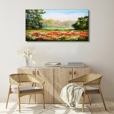 Tableau imprimé sur toile Un paysage floral d'un matin d'été
