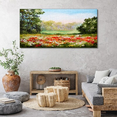 Tableau imprimé sur toile Un paysage floral d'un matin d'été