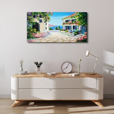 Tableau toile imprimée Une charmante ville balnéaire