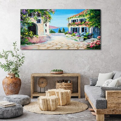 Tableau toile imprimée Une charmante ville balnéaire