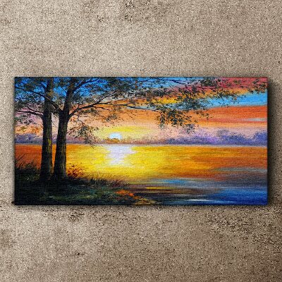 Tableau imprimé sur toile Coucher de soleil sur le lac