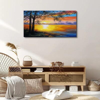 Tableau imprimé sur toile Coucher de soleil sur le lac