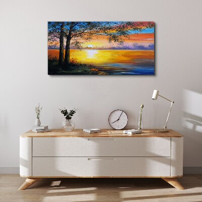 Tableau imprimé sur toile Coucher de soleil sur le lac