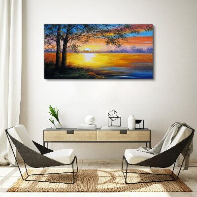 Tableau imprimé sur toile Coucher de soleil sur le lac