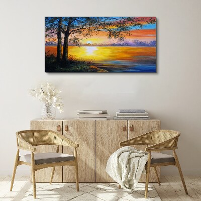 Tableau imprimé sur toile Coucher de soleil sur le lac