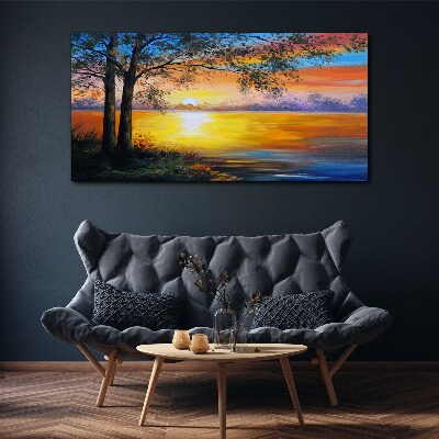 Tableau imprimé sur toile Coucher de soleil sur le lac