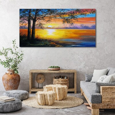 Tableau imprimé sur toile Coucher de soleil sur le lac