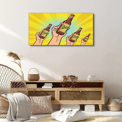 Tableau toile imprimée « Un joyeux toast avec de la bière »