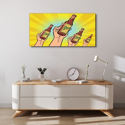Tableau toile imprimée « Un joyeux toast avec de la bière »