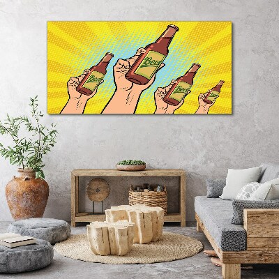 Tableau toile imprimée « Un joyeux toast avec de la bière »