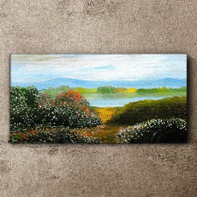 Tableau sur toile Paysage avec arbustes à fleurs