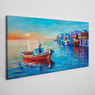 Tableau imprimé sur toile Un port tranquille au soleil couchant
