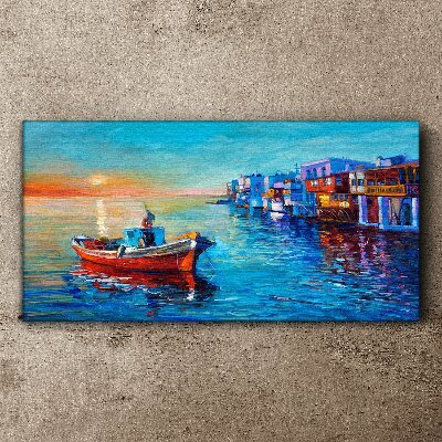 Tableau imprimé sur toile Un port tranquille au soleil couchant