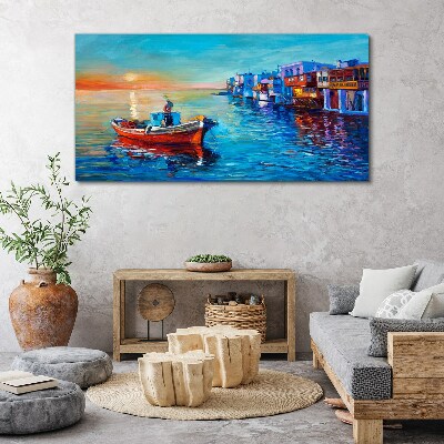 Tableau imprimé sur toile Un port tranquille au soleil couchant