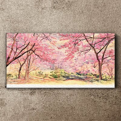 Tableau imprimé sur toile Paysage printanier aux tons roses