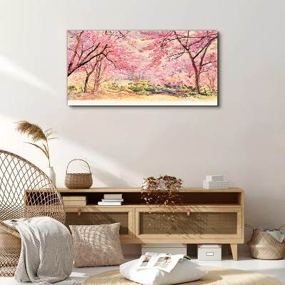 Tableau imprimé sur toile Paysage printanier aux tons roses