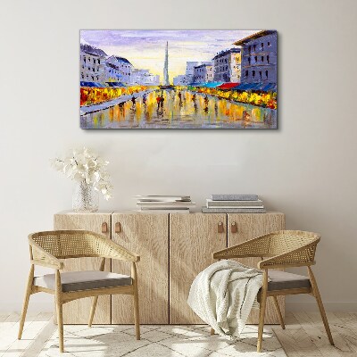 Tableau sur toile Golden Avenue dans la lumière du coucher du soleil