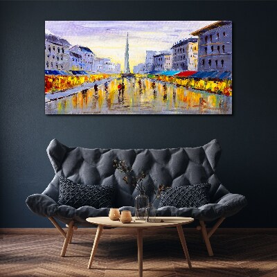 Tableau sur toile Golden Avenue dans la lumière du coucher du soleil
