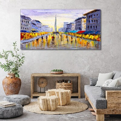 Tableau sur toile Golden Avenue dans la lumière du coucher du soleil