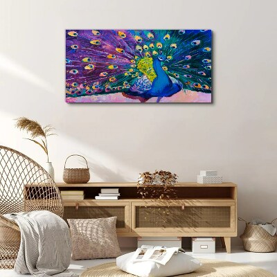 Tableau imprimé sur toile Un paon coloré dans l'aura printanière