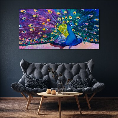 Tableau imprimé sur toile Un paon coloré dans l'aura printanière