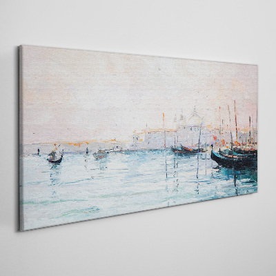Tableau toile imprimée Un port tranquille le matin
