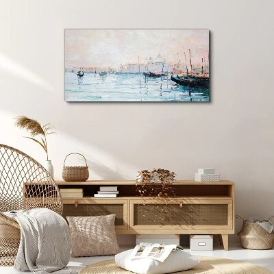 Tableau toile imprimée Un port tranquille le matin