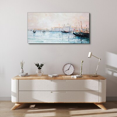 Tableau toile imprimée Un port tranquille le matin