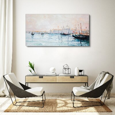 Tableau toile imprimée Un port tranquille le matin