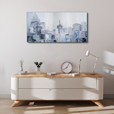 Tableau imprimé sur toile Panorama gris-bleu de la ville