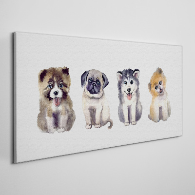 Tableau sur toile Quatre adorables chiots