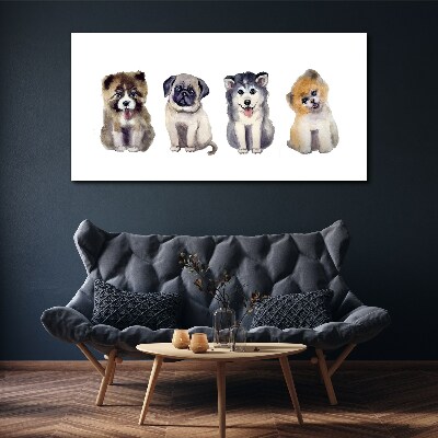 Tableau sur toile Quatre adorables chiots