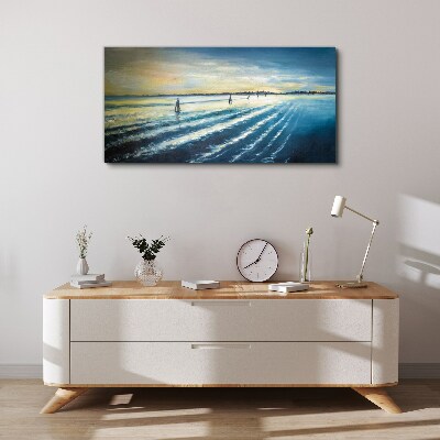 Tableau imprimé sur toile Un port tranquille au coucher du soleil