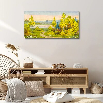 Tableau toile imprimée Paysage de printemps avec des arbres