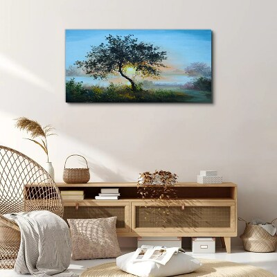 Tableau sur toile Coucher de soleil sur le lac
