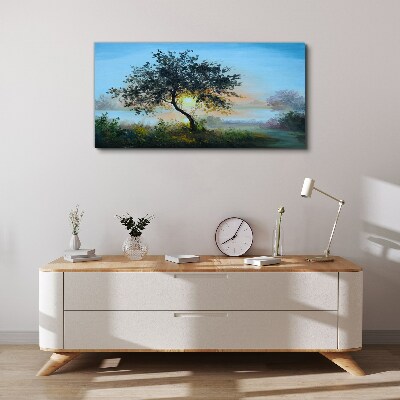 Tableau sur toile Coucher de soleil sur le lac