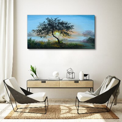 Tableau sur toile Coucher de soleil sur le lac