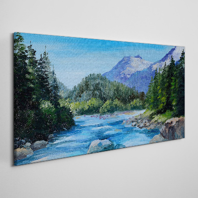 Tableau sur toile Paysage de montagne avec une rivière