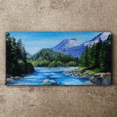 Tableau sur toile Paysage de montagne avec une rivière