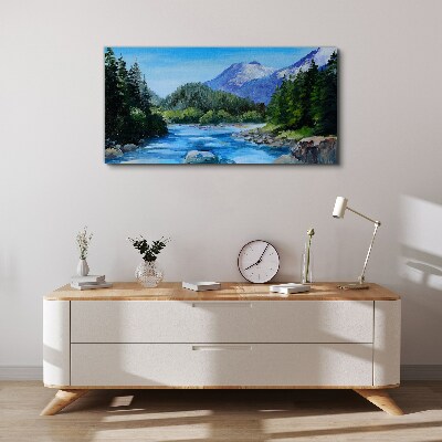 Tableau sur toile Paysage de montagne avec une rivière
