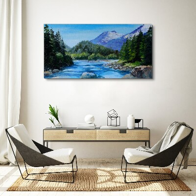 Tableau sur toile Paysage de montagne avec une rivière