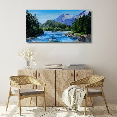 Tableau sur toile Paysage de montagne avec une rivière