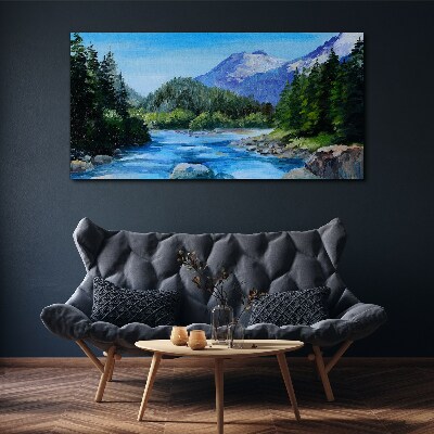Tableau sur toile Paysage de montagne avec une rivière